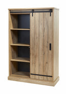 Wandkast / Vitrinekast | Meubelserie Albert | bruin, naturel, zwart | 121 x 50 x 182 (h) cm