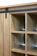 Wandkast / Vitrinekast | Meubelserie Albert | bruin, naturel, zwart | 121 x 50 x 182 (h) cm