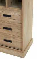 Wandkast / Vitrinekast | Meubelserie Albert | bruin, naturel, zwart | 121 x 50 x 182 (h) cm