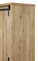 Wandkast / Vitrinekast | Meubelserie Albert | bruin, naturel, zwart | 121 x 50 x 182 (h) cm