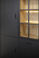 Virinekast / Wandkast | Meubelserie Sigma | zwart, naturel | 240 x 50 x 221 (h) cm