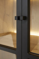 Virinekast / Wandkast | Meubelserie Sigma | zwart, naturel | 240 x 50 x 221 (h) cm