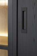 Virinekast / Wandkast | Meubelserie Sigma | zwart, naturel | 240 x 50 x 221 (h) cm