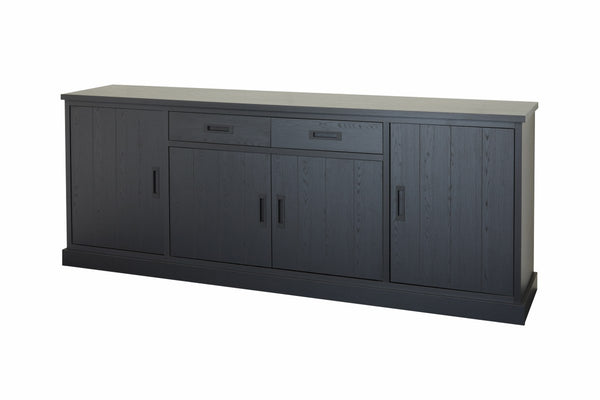 Dressoir | Meubelserie Sigma | zwart, naturel | 240 x 50 x 92 (h) cm