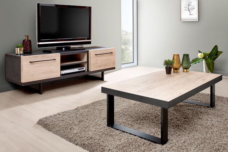 Tafel | Meubelserie Dylan | naturel, zwart | 230 x 100 x 76 (h) cm