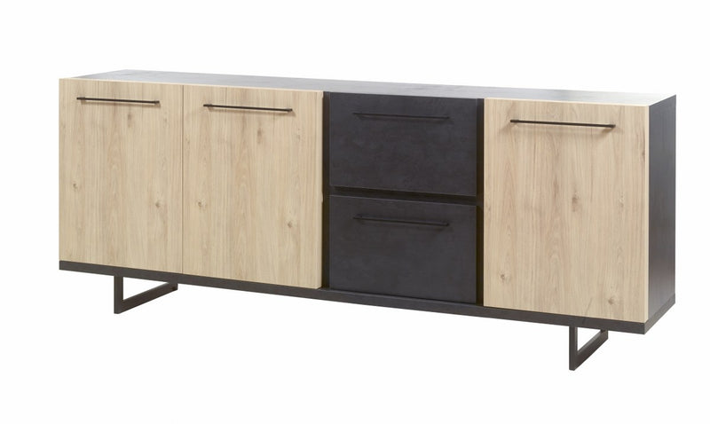 Dressoir | Meubelserie Dylan | naturel, zwart | 230 x 48 x 90 (h) cm