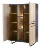 Wandkast | Meubelserie Dylan | naturel, zwart | 134 x 48 x 187 (h) cm