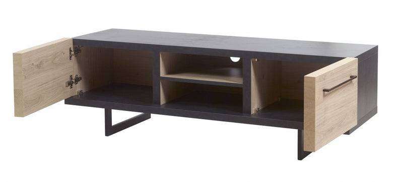 TV meubel | Meubelserie Dylan | naturel, zwart | 157 x 48 x 50 (h) cm