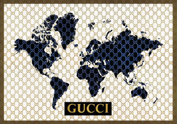 High Class Gucci Map | Glasschilderij met 3D reliëf 80x120cm