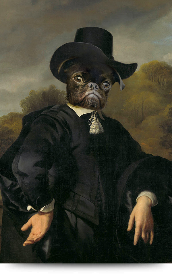 Hondenportret Mopshond heer | plexiglas