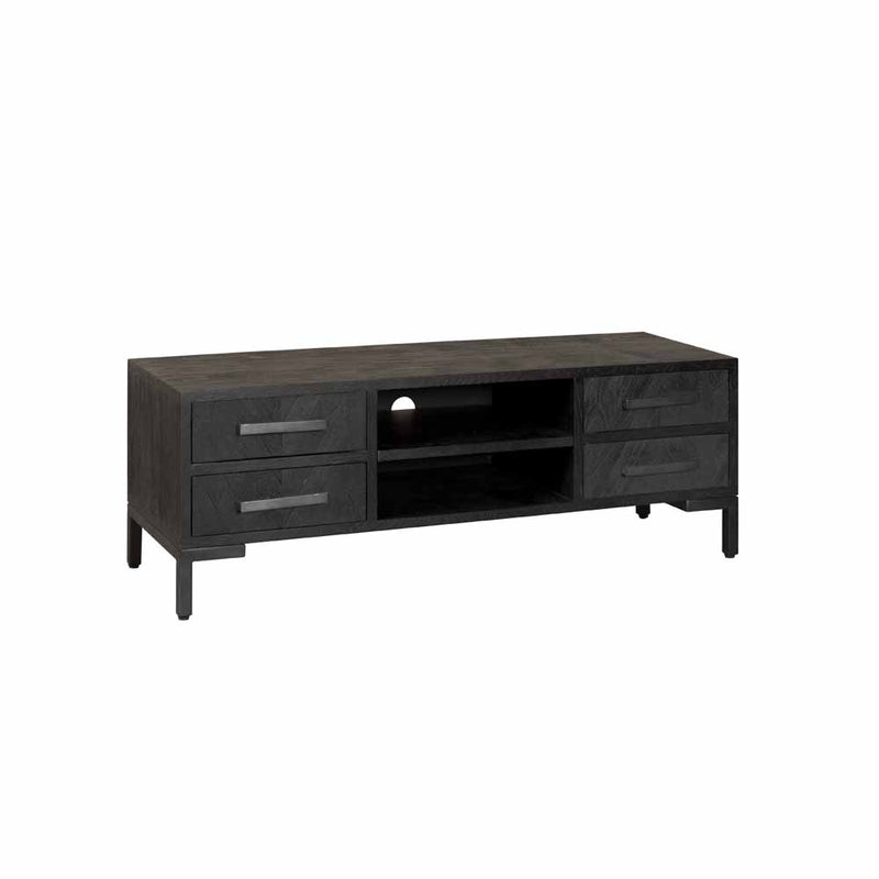 Ziano TV meubel met 4 lades  | Gerecycled hout  | Zwart