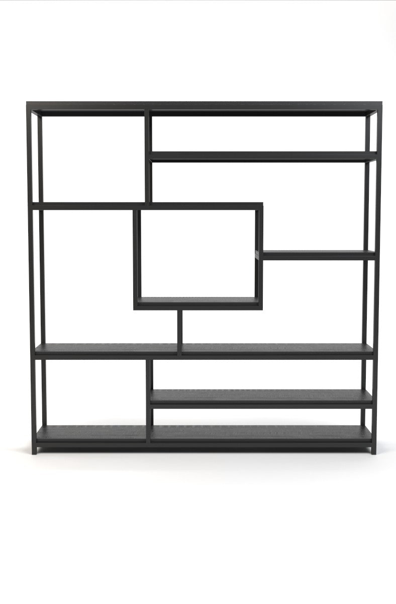 Boekenkast LIMITLESS | Black | Mangohout | 200 x 40 x 200 (h) cm