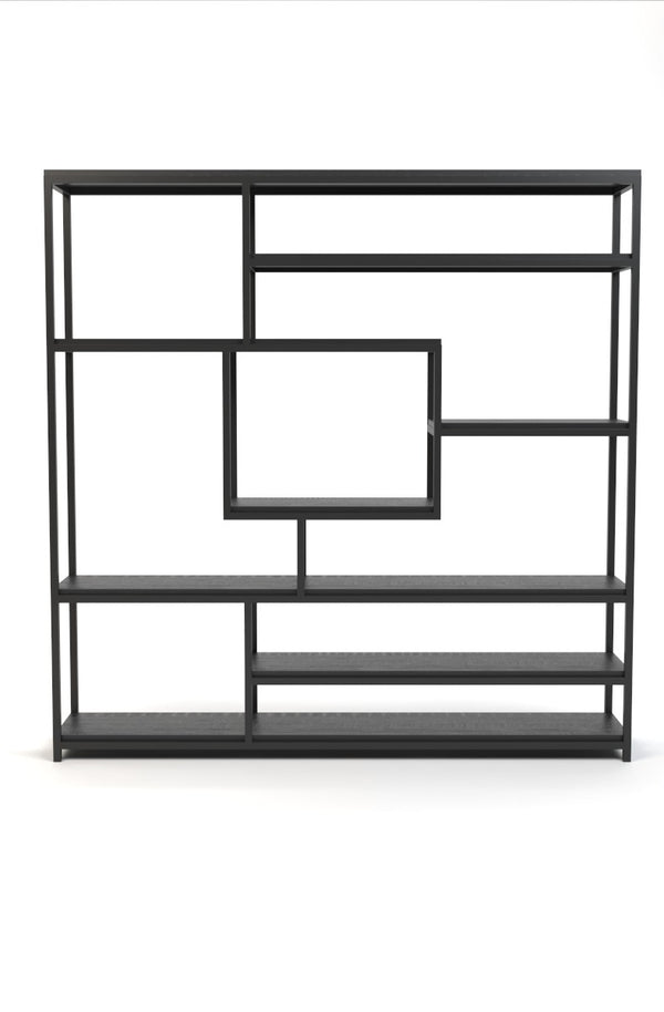 Boekenkast LIMITLESS | Black | Mangohout | 200 x 40 x 200 (h) cm