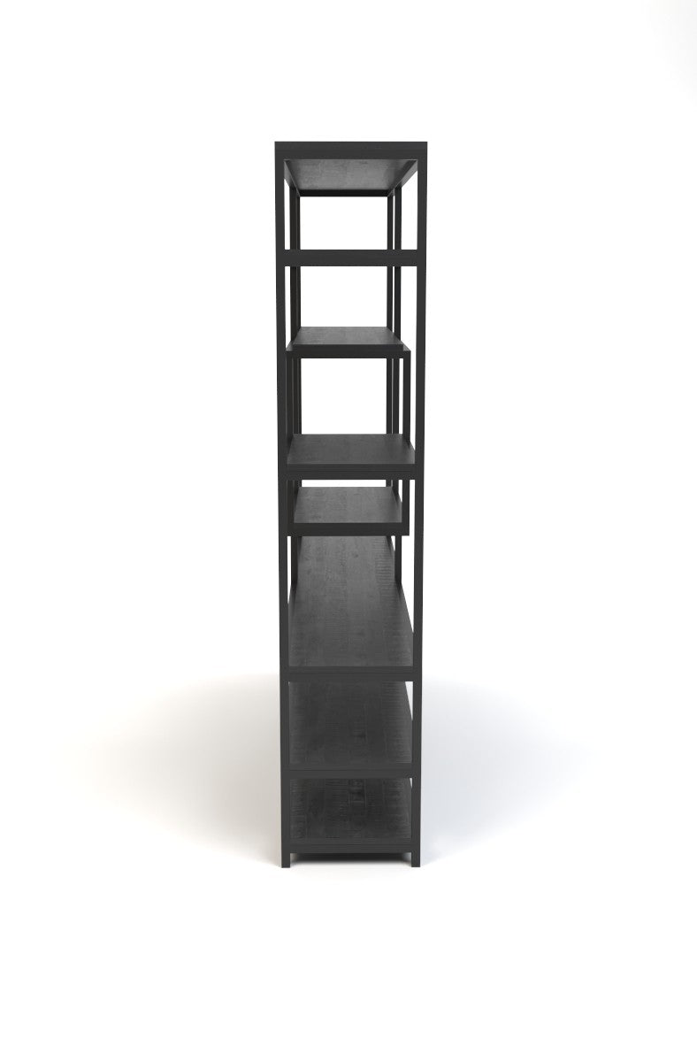 Boekenkast LIMITLESS | Black | Mangohout | 200 x 40 x 200 (h) cm