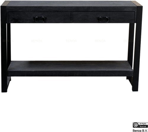 britt 2 drawer sidetable black 120