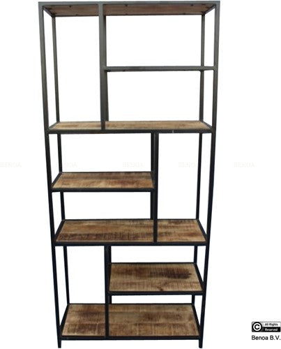 iron bookrack with wooden shelves 84