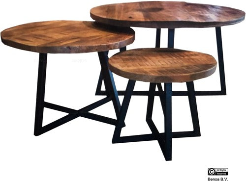 iron round coffee table (set of 3)