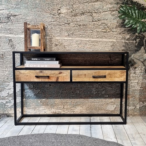 jax 2 drawer console table 120
