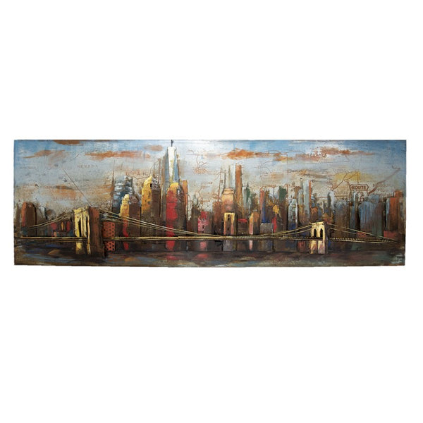 Muurdecoratie  180x60 cm Bruin Rood Ijzer Rechthoek Wanddecoratie